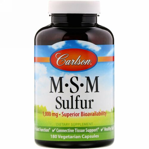 Carlson Labs, MSM硫黄、1,000mg、植物性カプセル180個