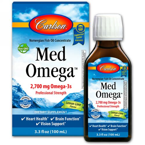 Carlson Labs, メド オメガ、レモン-ライム味、2,700 mg、3.3 fl oz (100 ml) (Discontinued Item)