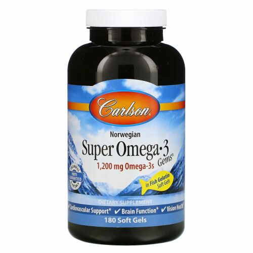 Carlson Labs, Norwegian, Super Omega-3 Gems, 180 Soft Gels