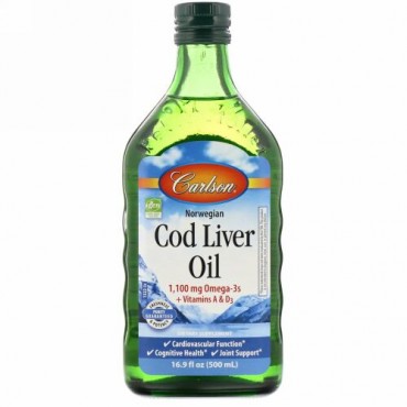 Carlson Labs, Norwegian Cod Liver Oil、レギュラー・無風味、16.9 fl oz (500 ml)