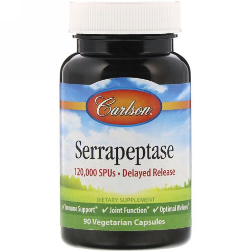 Carlson Labs, Serrapeptase, Delayed Release, 120,000 SPUs, 90 Vegetarian Capsules (Discontinued Item)