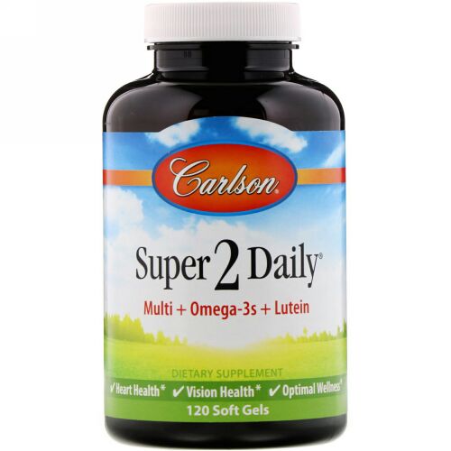 Carlson Labs, Super 2 Daily、ビタミンとミネラル、無鉄、120ソフトジェル