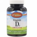 Carlson Labs, ビタミンD3、1,000IU（25mcg）、ソフトジェル250粒