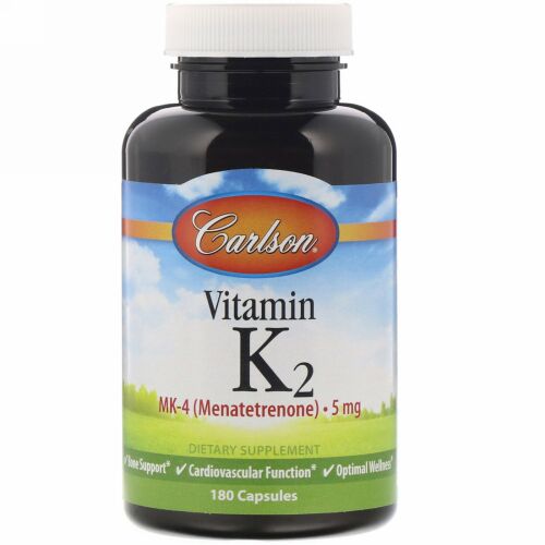 Carlson Labs, ビタミンK2、MK-4（メナテトレノン）、5mg、カプセル180粒