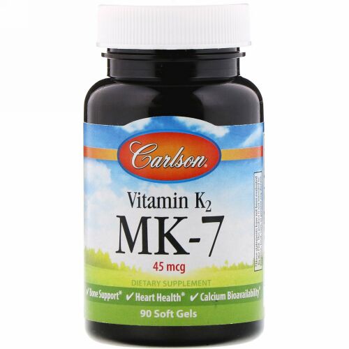 Carlson Labs, ビタミンK2 MK-7、45mcg、ソフトジェル90粒