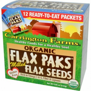 Carrington Farms, オーガニック・フラックス・パック、ミルド・フラックス・シード、12パック、0.4オンス（12 g） (Discontinued Item)