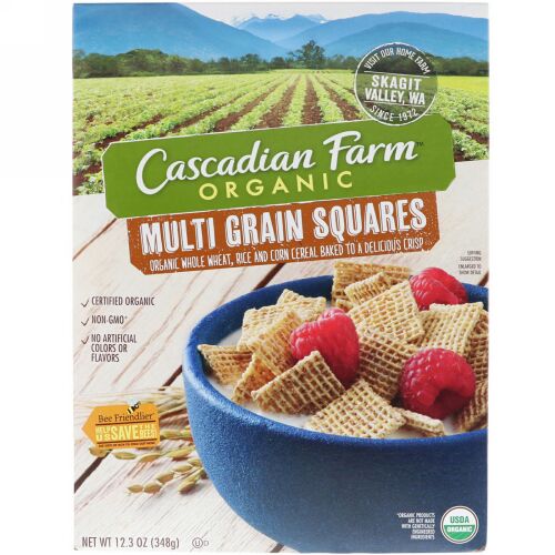 Cascadian Farm, オーガニック・マルチグレイン・スクエア、12.3オンス（348 g） (Discontinued Item)