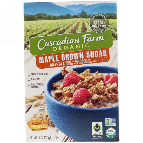 Cascadian Farm, オーガニックグラノーラシリアル、メープルブラウンシュガー、15 oz (425 g) (Discontinued Item)