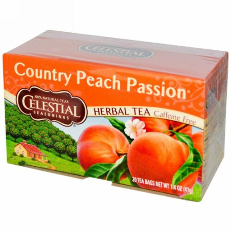 Celestial Seasonings, セレッシャルシーズニングス, ハーバルティー,カントリーピーチパッション,カフェインフリー, 20 ティーバッグ, 1.4 oz (41 g)