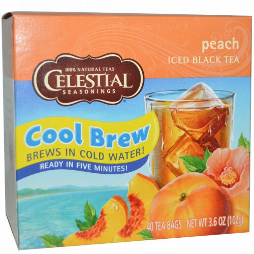 Celestial Seasonings, アイスブラックティー、ピーチ、40ティーバッグ、3.6  oz (102 g) (Discontinued Item)