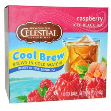 Celestial Seasonings, アイスブラックティー、ラズベリー、40ティーバッグ、3.6 oz (102 g) (Discontinued Item)