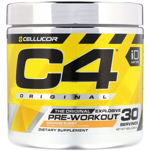 Cellucor, C4オリジナル エクスプローシブ プレワークアウト、オレンジバースト、195g（6.88oz）