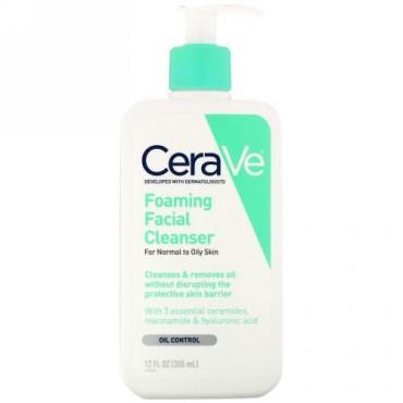 CeraVe, Foaming Facial Cleanser, for Normal to Oily Skin, 12 oz (355 ml) (Discontinued Item)