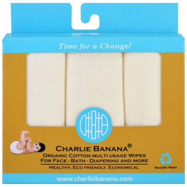 Charlie Banana, オーガニックコットン・マルチワイプワイプ、再使用可能ワイプ10枚 (Discontinued Item)