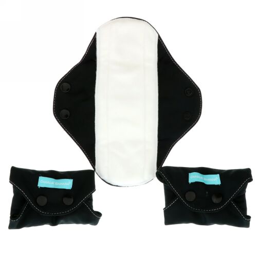 Charlie Banana, Regular Feminine Pads, Black, 3 Pads + 1 Tote Bag (Discontinued Item)