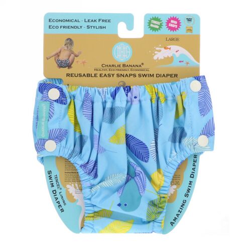 Charlie Banana, 再使用可能な簡単スナップ水泳用おむつ、ラージ、おむつ1枚 (Discontinued Item)