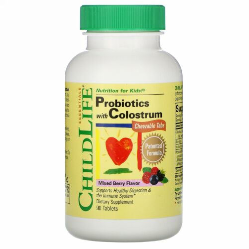 ChildLife, Probiotics, With Colostrum, Mixed Berry Flavor, 90 Chewable Tablets