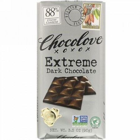 Chocolove, エクストリームダークチョコレート、カカオ88％、90g（3.2オンス）