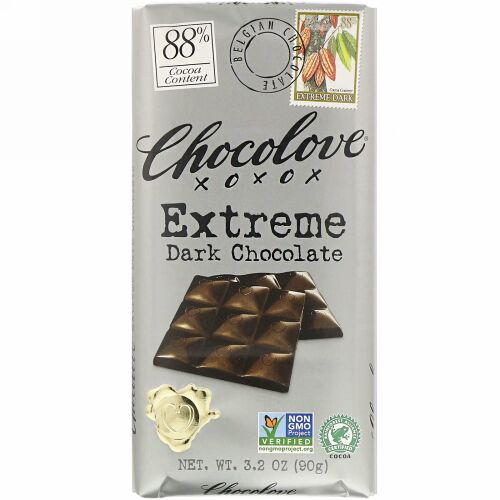 Chocolove, エクストリームダークチョコレート、カカオ88％、90g（3.2オンス）