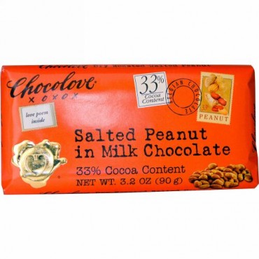Chocolove, 塩ピーナツ入りミルクチョコレート、 3.2オンス (90 g) (Discontinued Item)