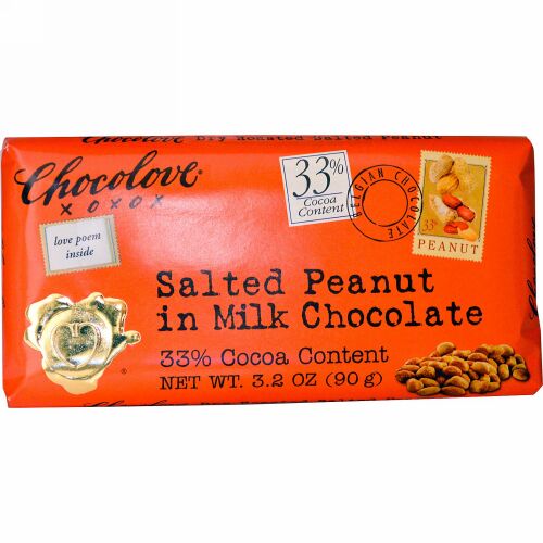 Chocolove, 塩ピーナツ入りミルクチョコレート、 3.2オンス (90 g) (Discontinued Item)