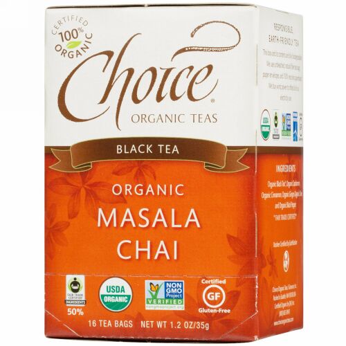 Choice Organic Teas, 紅茶, オーガニック マサラ・チャイ, 16 ティーバッグ, 1.2 オンス (35 g) (Discontinued Item)