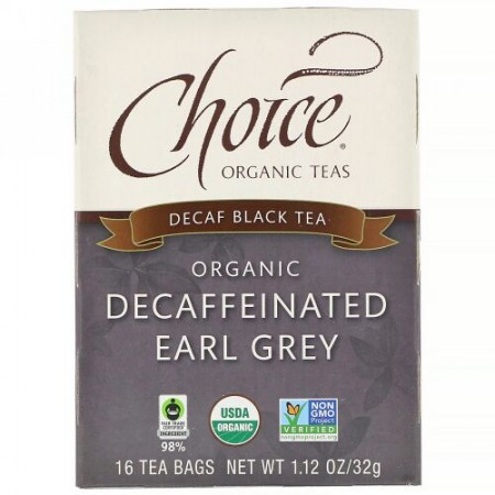 Choice Organic Teas, 紅茶、オーガニックノンカフェインアールグレイ、ノンカフェイン、ティーバッグ16個、32g（1.12オンス）