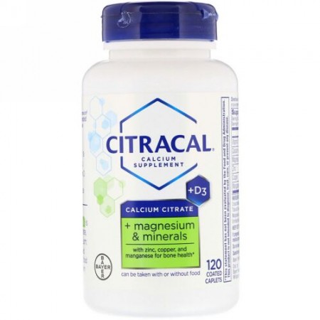 Citracal, Calcium Citrate, + Magnesium & Minerals +D3, 120 Coated Caplets (Discontinued Item)