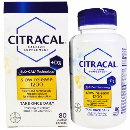 Citracal, カルシウムサプリメント, 徐放1,200＋D3, 80粒（コーティング錠）