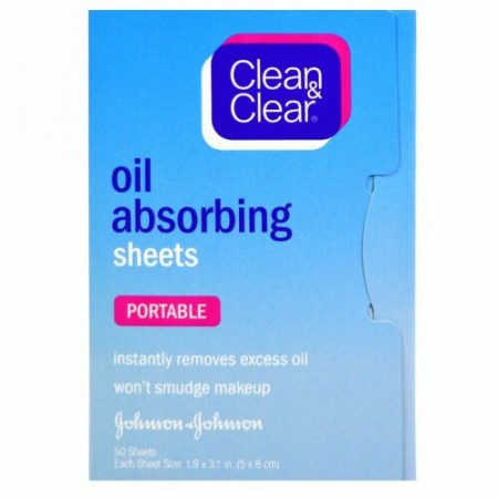 Clean & Clear, オイル 吸収シーツ、 ポータブル、 50 シーツ