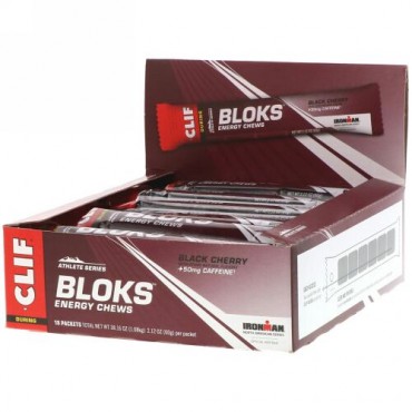 Clif Bar, ブロックスエナジーチュウズ（Bloks Energy Chews）、ブラックチェリー風味+ カフェイン50mg、18包、各2.12オンス（60 g）