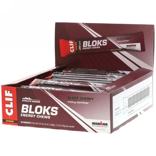 Clif Bar, ブロックスエナジーチュウズ（Bloks Energy Chews）、ブラックチェリー風味+ カフェイン50mg、18包、各2.12オンス（60 g）