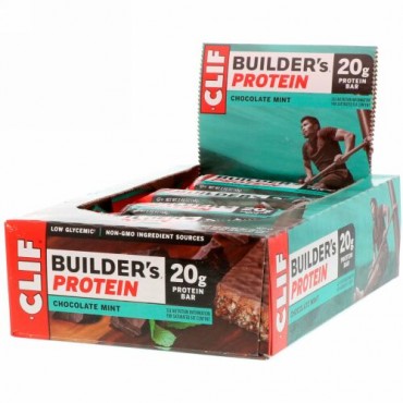 Clif Bar, Builder's Protein Bar、チョコレートミント、12本、各2.40 oz (68 g)
