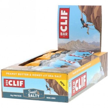 Clif Bar, エネルギーバー、ピーナッツバター＆ハチミツ＆海塩、12本、各68g（2.40オンス）