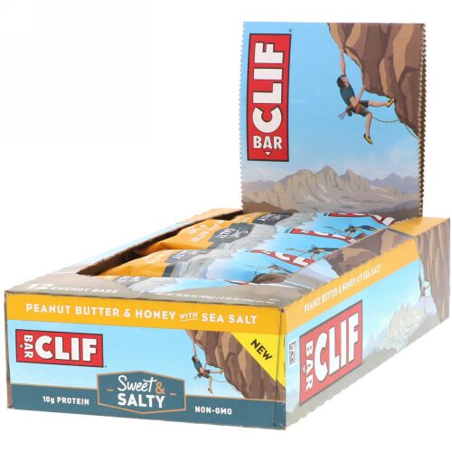Clif Bar, エネルギーバー、ピーナッツバター＆ハチミツ＆海塩、12本、各68g（2.40オンス）