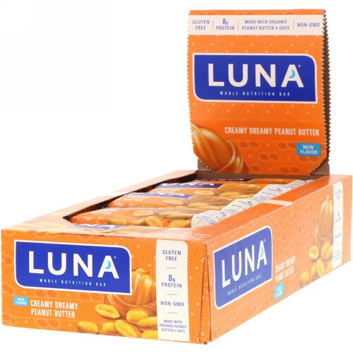 Clif Bar, Luna, Creamy Dreamy Peanut Butter, 15 Bars, 1.69 oz (48 g) Each (Discontinued Item)