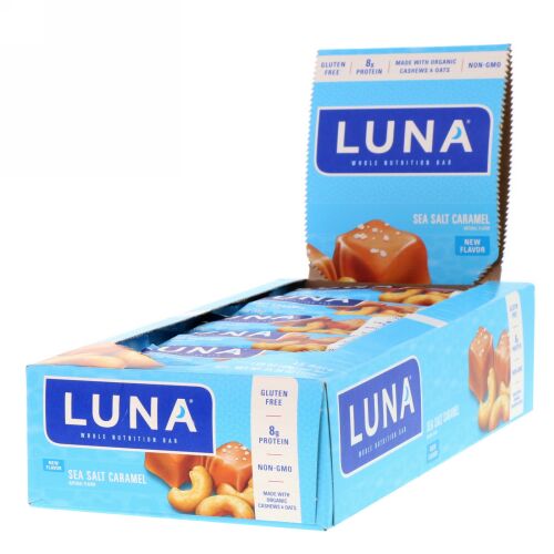 Clif Bar, Luna, Whole Nutrition Bar, Sea Salt Caramel, 15 Bars, 1.69 oz (48 g) Each