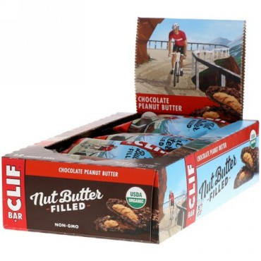 Clif Bar, オーガニック、ナッツバターフィリング入りエナジーーバー、チョコレートピーナッツバター、エナジーバー12本、1.76オンス（50g） (Discontinued Item)