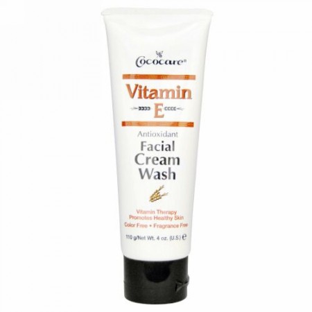 Cococare, ビタミンE、アンチオキシダント フェイシャルクリーム Wash、4 oz (110 g) (Discontinued Item)
