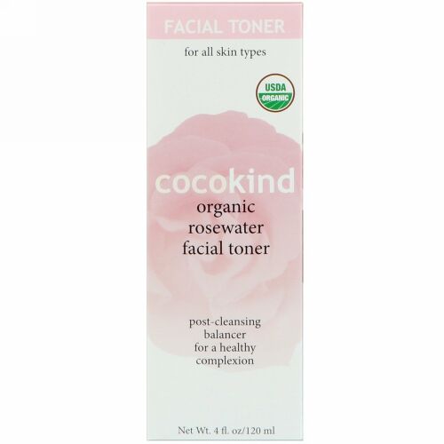 Cocokind, オーガニックローズウォーター フェイシャルトナー、 4 fl oz (120 ml) (Discontinued Item)