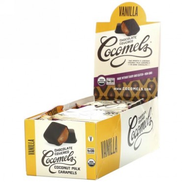 Cocomels, オーガニック、チョコレートで包んだココナッツミルクキャラメル、バニラ、15個、各1 oz (28 g)