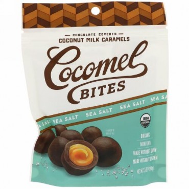 Cocomels, オーガニック、ココナッツミルクキャラメル、バイツ、海塩、3. 5 oz (100 g)