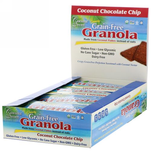 Coconut Secret, Crunchy Grain-Free Granola Bar, Coconut Chocolate Chip, 12 Bars, 1.2 oz (34 g) Each (Discontinued Item)