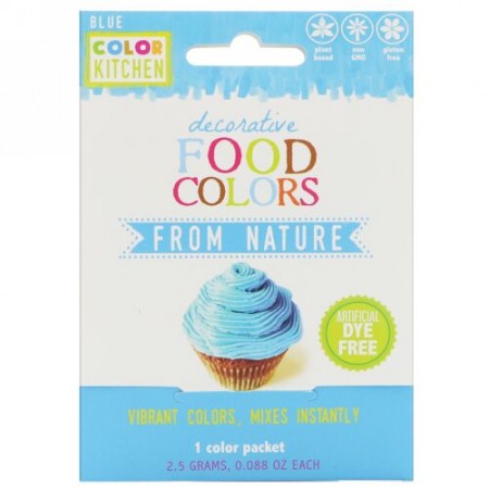 ColorKitchen, デコラティブ、天然食品着色料、ブルー、1色パック、0.088 oz (2.5 g)