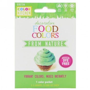 ColorKitchen, デコラティブ、天然食品着色料、グリーン、1色パック、0.088 oz (2.5 g) (Discontinued Item)