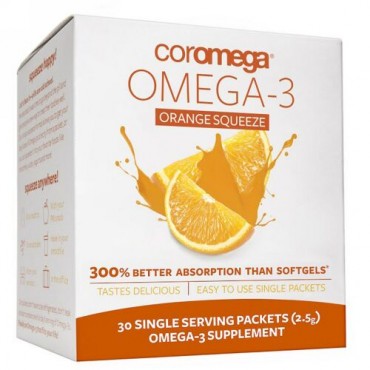 Coromega, オメガ-3、 オレンジスクイーズ、 30 一回分 パケット 各(2.5 g) (Discontinued Item)