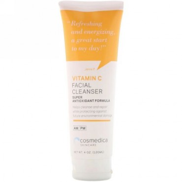 Cosmedica Skincare, ビタミンC フェイシャルクレンザー、超抗酸化処方、4オンス (120 ml)
