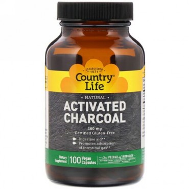 Country Life, Activated Charcoal, 260 mg, 100 Vegan Capsules