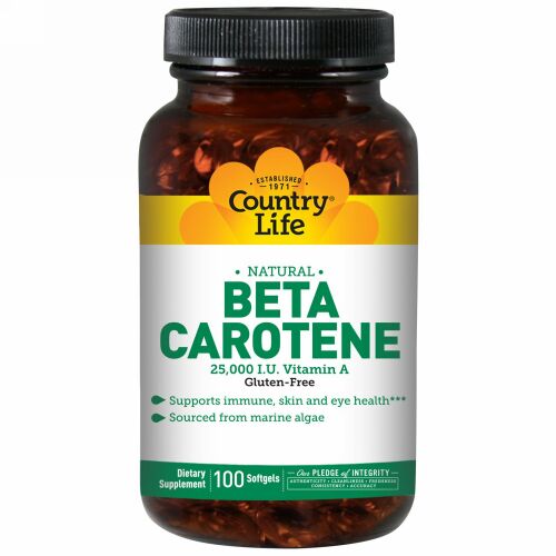 Country Life, ベータカロチン, ソフトジェル100 粒 (Discontinued Item)