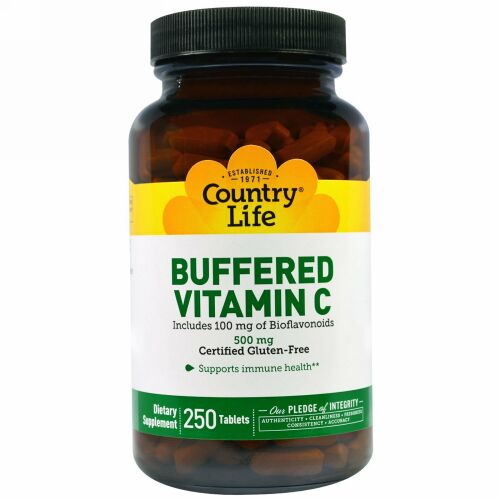 Country Life, バッファード（緩衝化）ビタミンC、500 mg、250 錠
